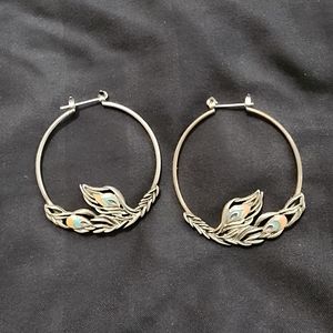 Peacock Hoop Earrings